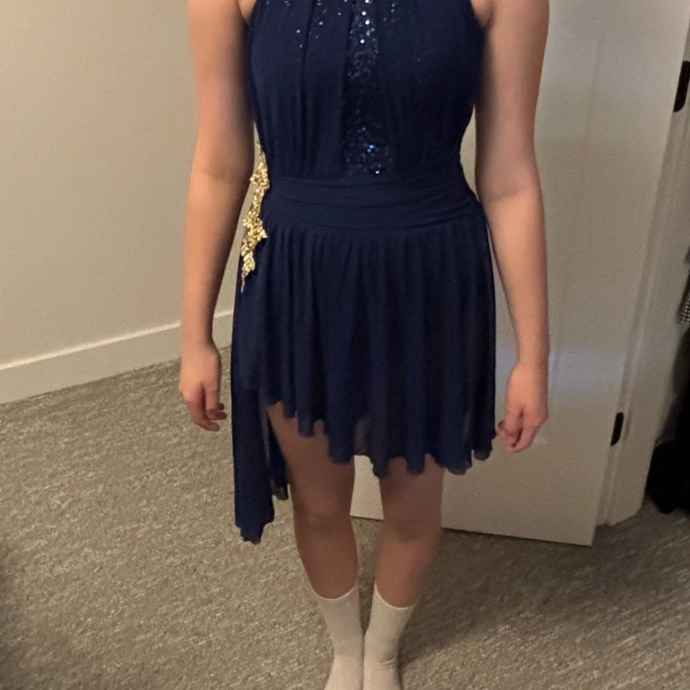 Navy Blue Asymmetrical Lyrical/ballet Costume